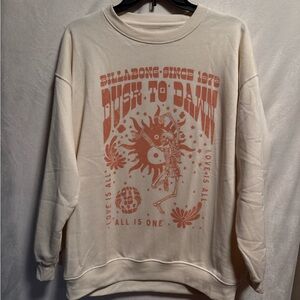 Billabong Cream and Orange Graphic Crewneck Sweatshirt